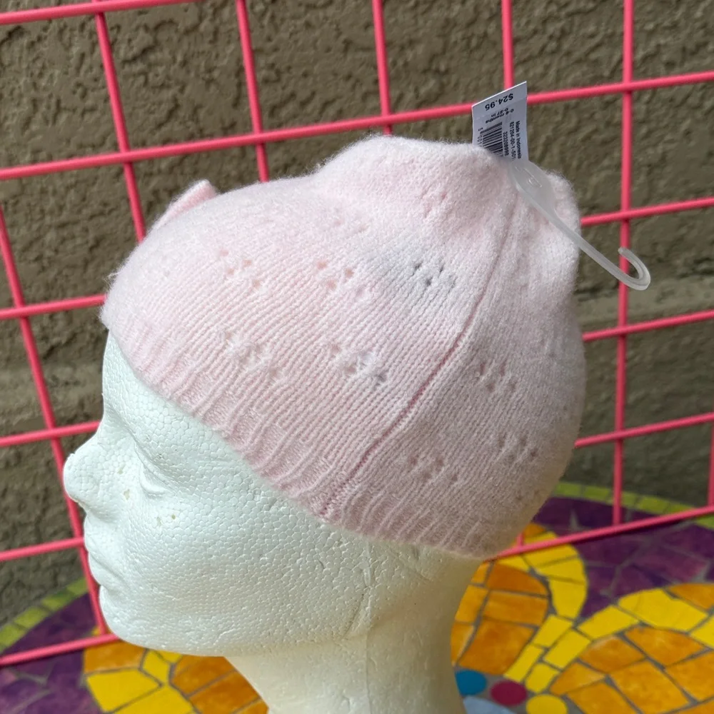 New GAP Soft Pink Knit Beanie with Bow